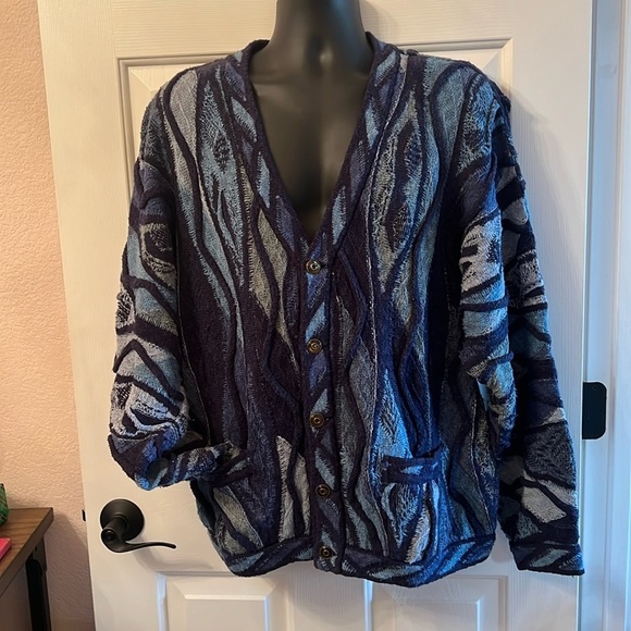 Cuggi Cardigan Sweater, Blue, Size L - Picture 2 of 15
